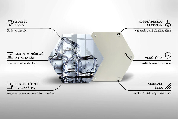 Kuchynská doska veľká zo skla Kocky ľadu