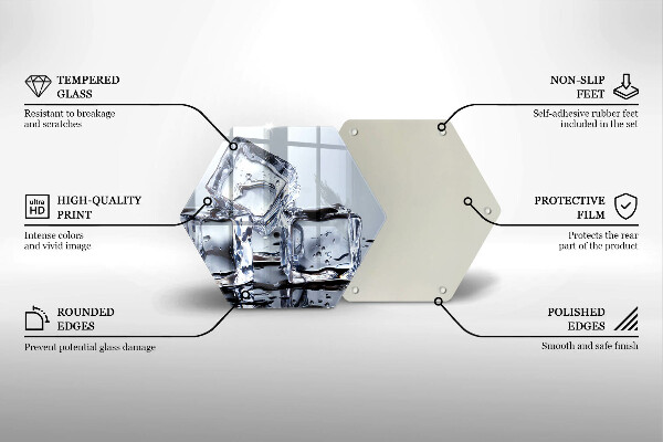 Kuchynská doska veľká zo skla Kocky ľadu