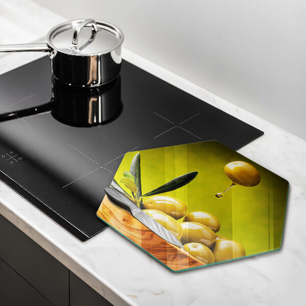 Kuchynská doska veľká zo skla Chutné olivy