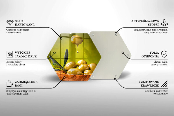 Kuchynská doska veľká zo skla Chutné olivy