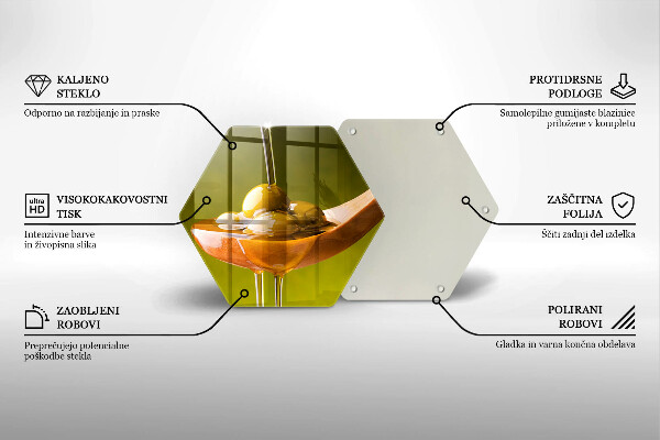 Kuchynská doska veľká zo skla Olivový olej a olivy