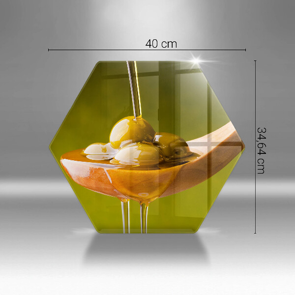 Kuchynská doska veľká zo skla Olivový olej a olivy