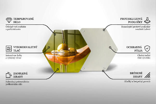 Kuchynská doska veľká zo skla Olivový olej a olivy