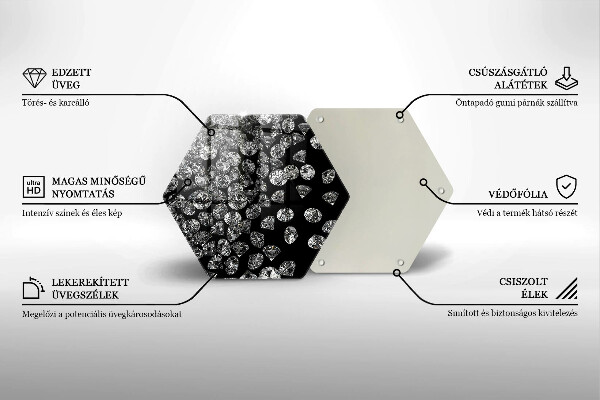 Kuchynská doska veľká zo skla Diamanty diamanty