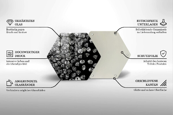 Kuchynská doska veľká zo skla Diamanty diamanty