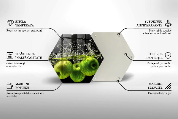 Kuchynská doska zo skla Zelené jablká a voda