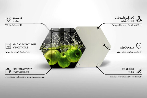 Kuchynská doska zo skla Zelené jablká a voda