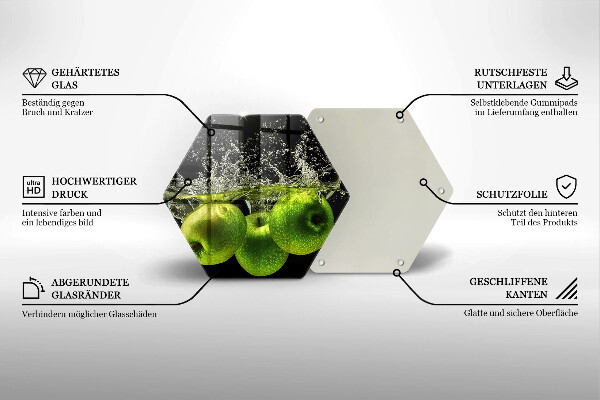 Kuchynská doska zo skla Zelené jablká a voda