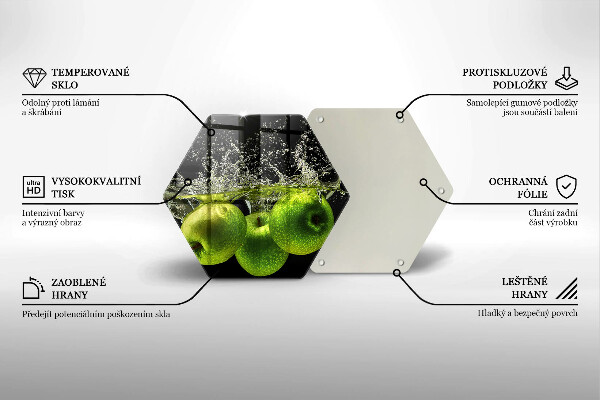 Kuchynská doska zo skla Zelené jablká a voda