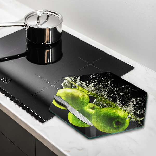 Kuchynská doska zo skla Zelené jablká a voda