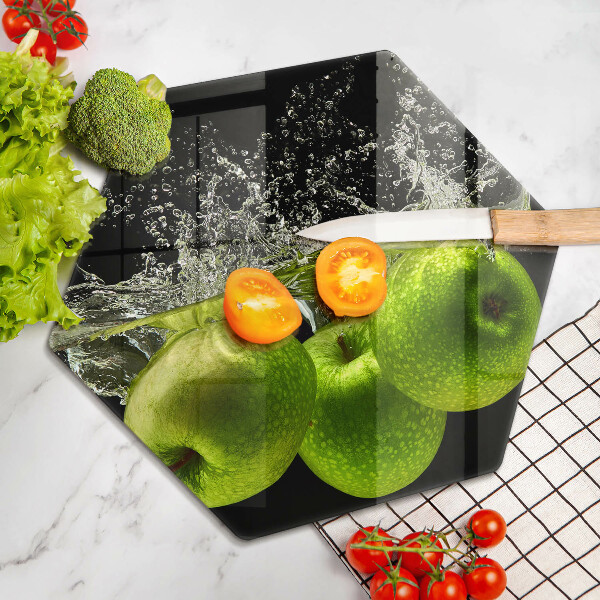 Kuchynská doska zo skla Zelené jablká a voda