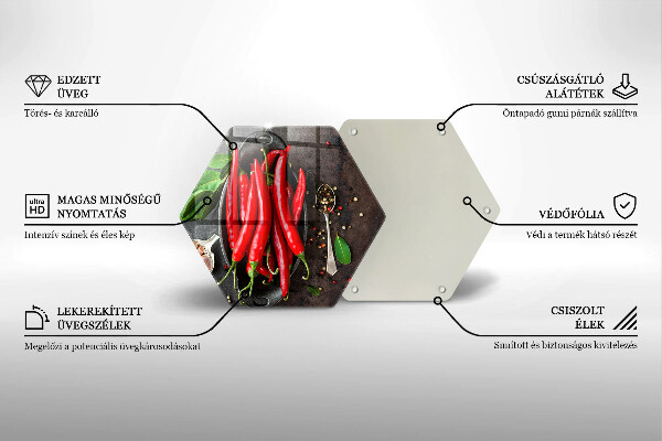 Kuchynská doska zo skla Červené chilli papričky