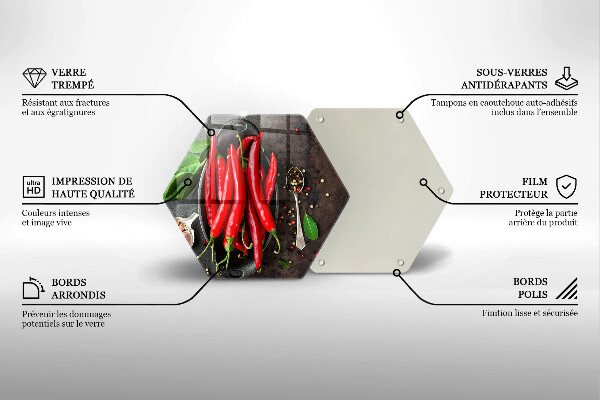 Kuchynská doska zo skla Červené chilli papričky