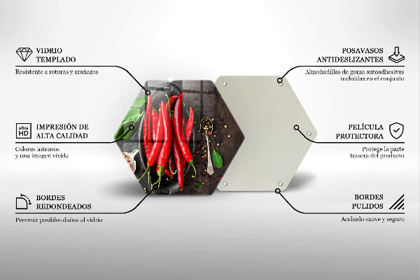 Kuchynská doska zo skla Červené chilli papričky
