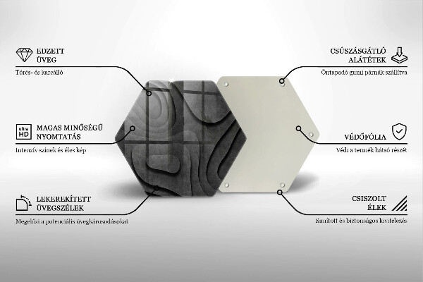 Kuchynská doska veľká zo skla 3D tvary kameňov