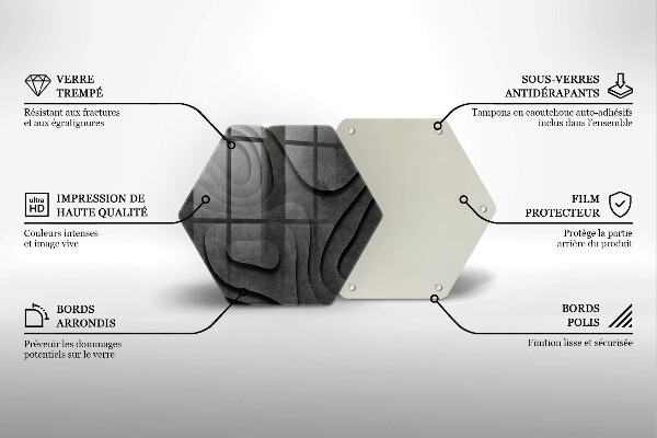 Kuchynská doska veľká zo skla 3D tvary kameňov
