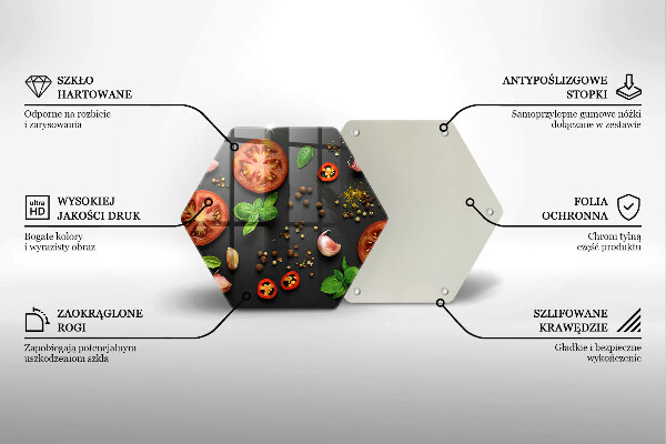 Kuchynská doska veľká zo skla Paradajky a korenie