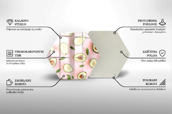 Kuchynská doska veľká zo skla Avokádový vzor