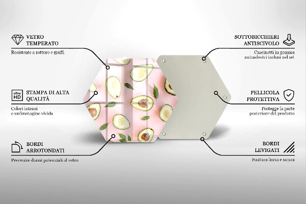Kuchynská doska veľká zo skla Avokádový vzor