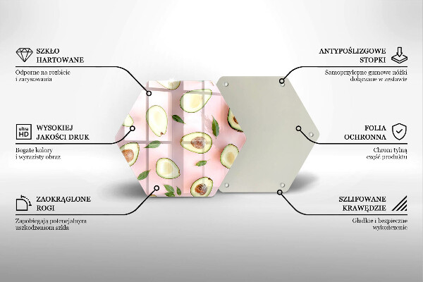 Kuchynská doska veľká zo skla Avokádový vzor
