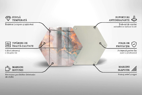 Kuchynská doska zo skla Mramor so zlatom