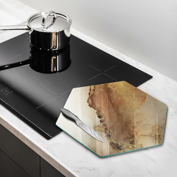 Kuchynská doska veľká zo skla Zlatá abstrakcia