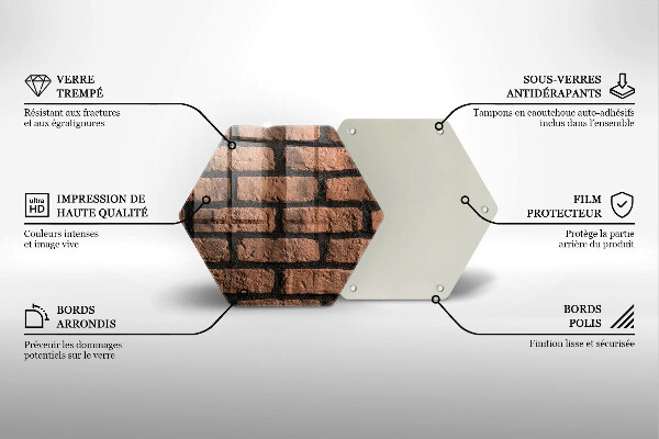 Kuchynská doska veľká zo skla Tehlová stena