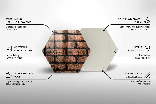 Kuchynská doska veľká zo skla Tehlová stena