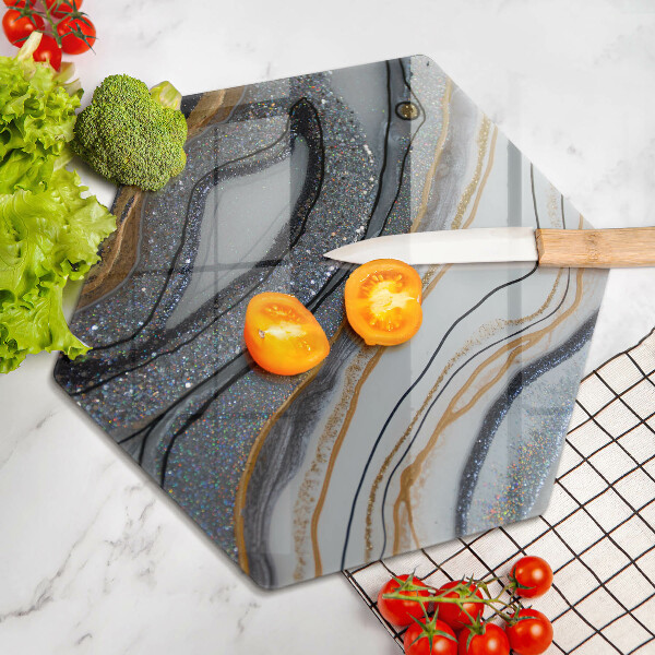 Kuchynská doska veľká zo skla skala so zlatom