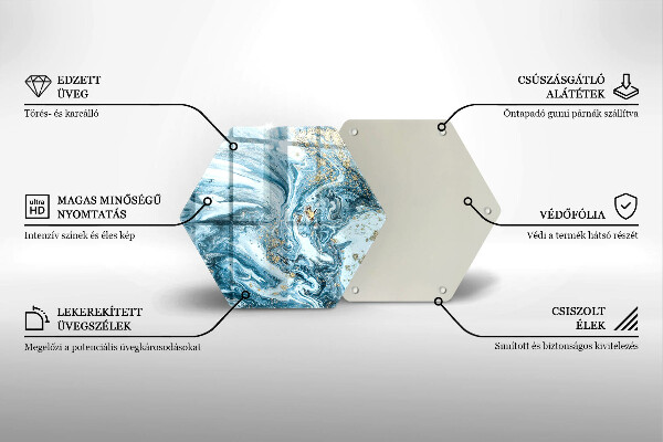 Kuchynská doska veľká zo skla Štruktúra so zlatom