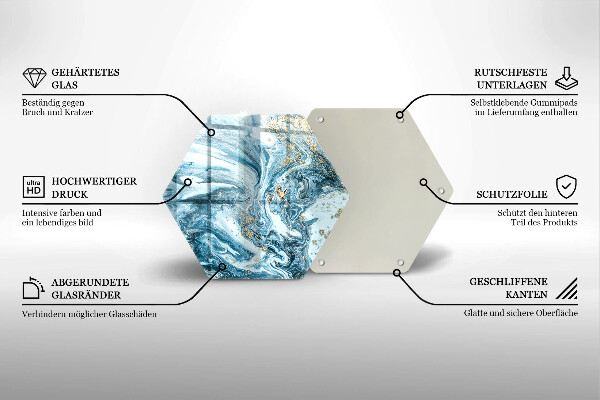 Kuchynská doska veľká zo skla Štruktúra so zlatom