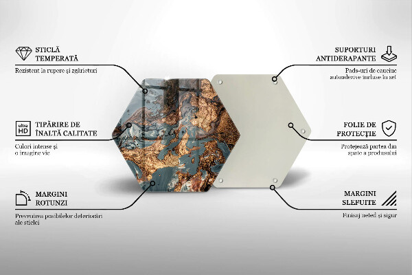 Kuchynská doska veľká zo skla Zlatá skalná štruktúra