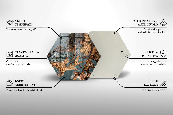 Kuchynská doska veľká zo skla Zlatá skalná štruktúra