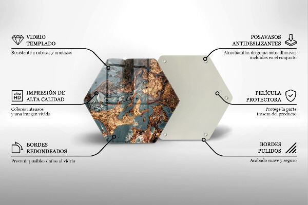Kuchynská doska veľká zo skla Zlatá skalná štruktúra
