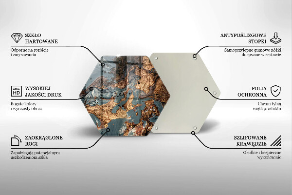Kuchynská doska veľká zo skla Zlatá skalná štruktúra