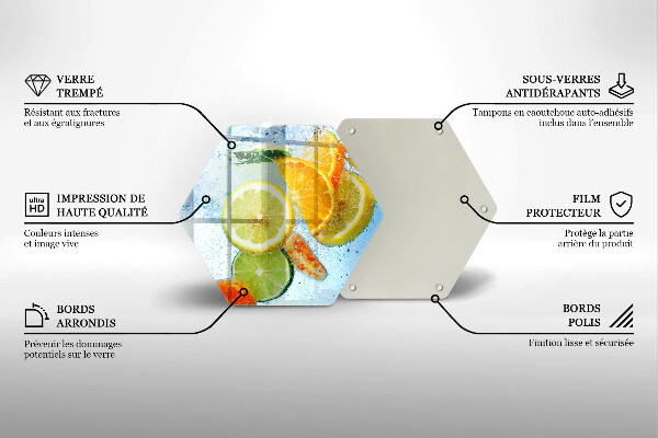 Kuchynská doska veľká zo skla Šťavnatá citrusová voda
