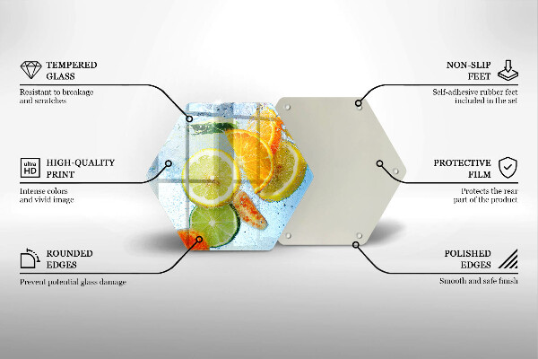 Kuchynská doska veľká zo skla Šťavnatá citrusová voda