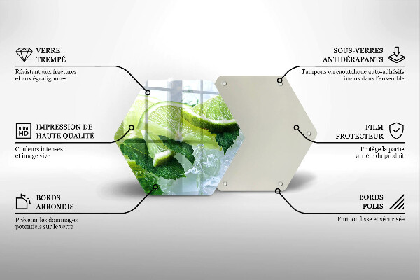 Kuchynská doska veľká zo skla Limetková mäta a ľad