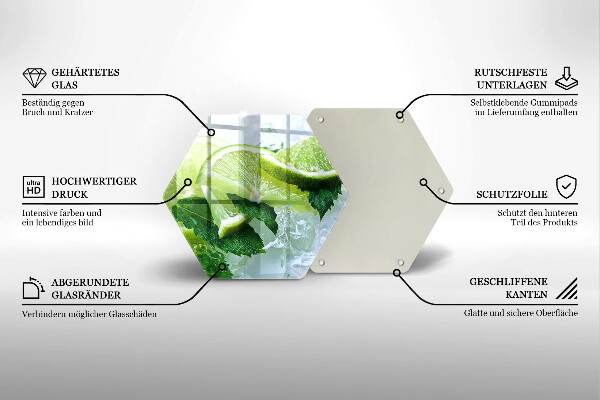 Kuchynská doska veľká zo skla Limetková mäta a ľad