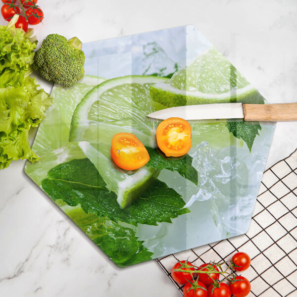 Kuchynská doska veľká zo skla Limetková mäta a ľad