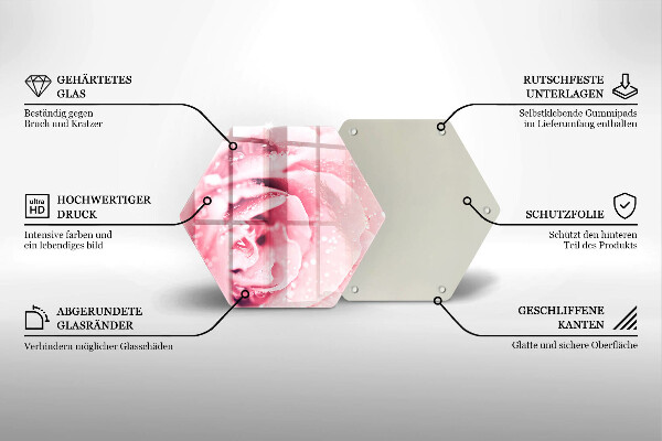 Kuchynská doska zo skla Kvapky rosy a kvet ruže