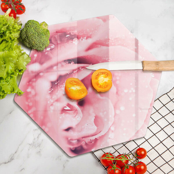 Kuchynská doska zo skla Kvapky rosy a kvet ruže