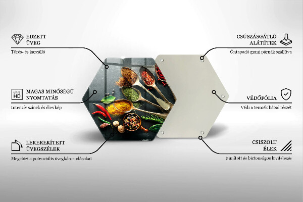 Kuchynská doska zo skla Kuchynské lyžice korenia