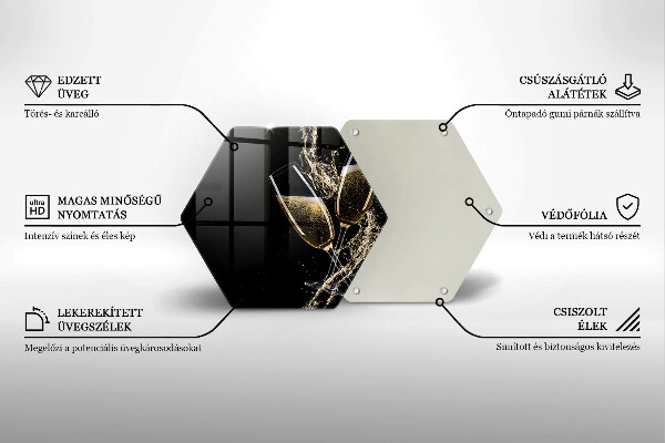 Kuchynská doska veľká zo skla Poháre na šampanské
