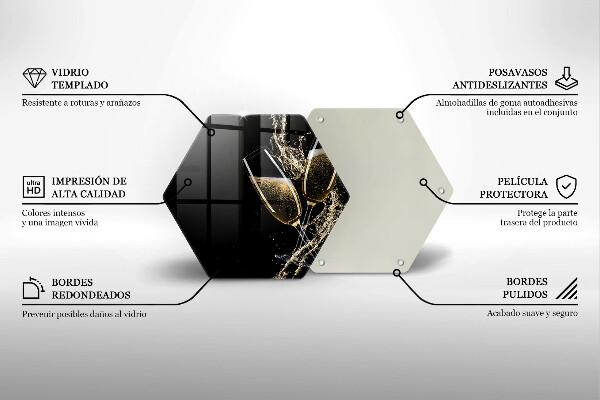 Kuchynská doska veľká zo skla Poháre na šampanské