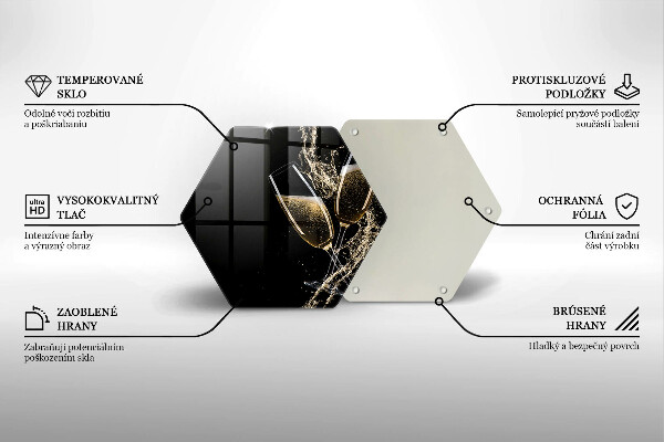 Kuchynská doska veľká zo skla Poháre na šampanské