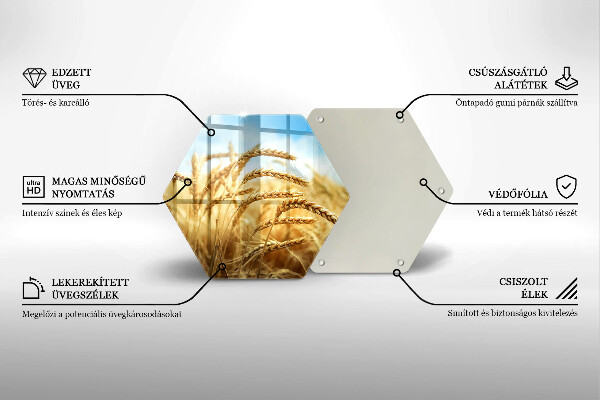 Kuchynská doska veľká zo skla Klasy obilnín na poli