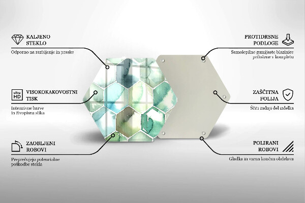 Kuchynská doska zo skla Akvarelové šesťuholníky