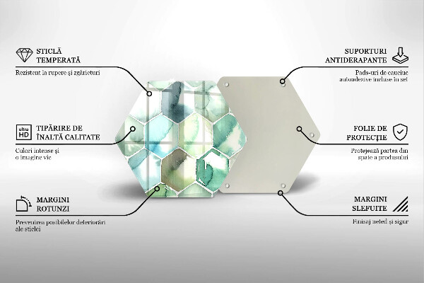 Kuchynská doska zo skla Akvarelové šesťuholníky