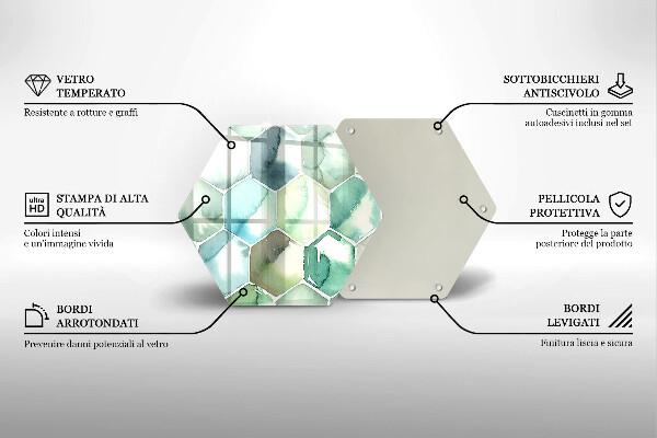 Kuchynská doska zo skla Akvarelové šesťuholníky